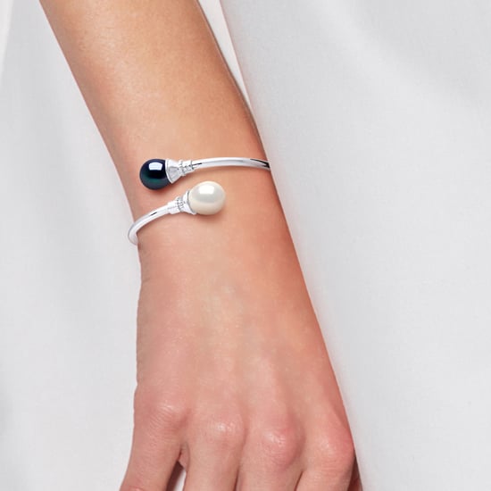 YOU & ME Bracelet Freshwater Pearl White and Black 11-12 mm 925 - Image 2