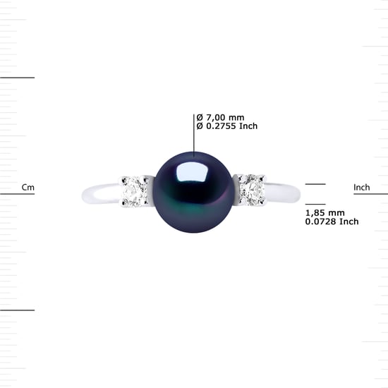Ring Adjustable Freshwater Pearl 7-8mm Black Zirconium oxides and 925 - Image 3