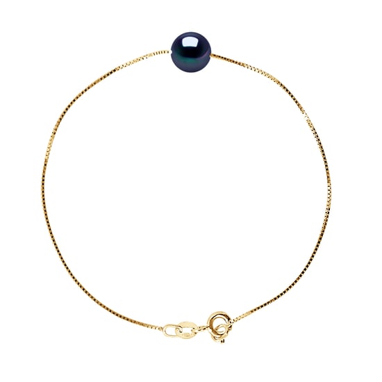 Armband Gekweekte Pearl Zoetwater 8-9mm Black Chain Venetiaanse Yellow Gold - Image 1