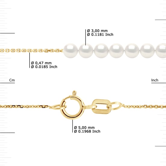 DIADEMA - Bracelet - 7 Real Freshwater Pearls - Cable Chain in Yellow Gold - Image 3