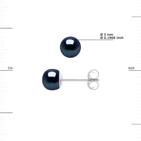 Stud Earrings Gekweekte parels 5-6mm Black Or White - Image 3