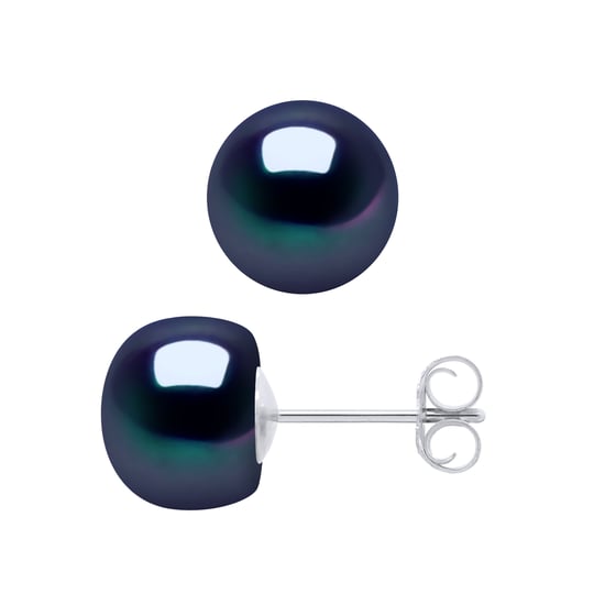 DIADEMA - Earrings - White Gold and Real Freshwater Pearls - Black Tahitian Style - Image 1