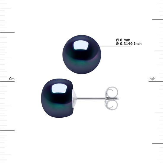 DIADEMA - Earrings - White Gold and Real Freshwater Pearls - Black Tahitian Style - Image 3