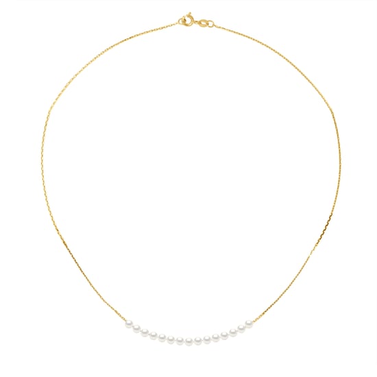 Curb Ketting 15 gekweekte parels White Yellow Gold - Image 1