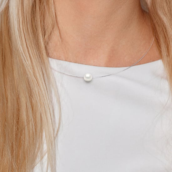 DIADEMA - Necklace - Real Freshwater Pearls - White - White Gold - Image 2