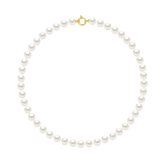 Rank ketting PRINCESS zoetwaterparels Ronde 9-10mm White Sluiting Luxury Yellow Gold - Image 1