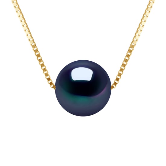 Ketting gekweekte parel Zoetwater Round and Black 9-10 mm Venetiaans Geel Gouden Ketting - Image 1