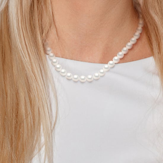 Rank ketting PRINCESS zoetwaterparels Ronde 9-10mm White Sluiting Luxury Yellow Gold - Image 2