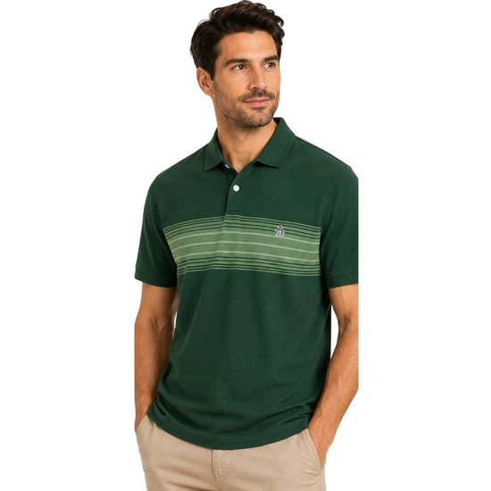 Original Penguin Heren Gestreept Polo Shirt (Groen) - Image 4