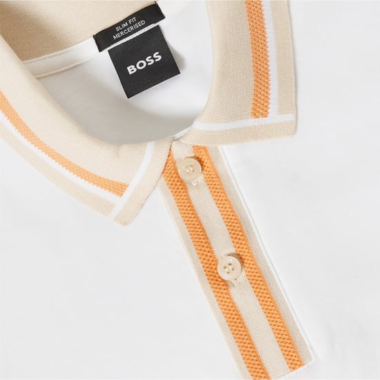 Boss Herenpoloshirt met korte mouwen en contrasterende details (Wit) - Image 3