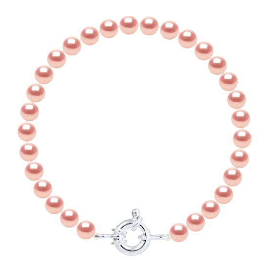 DIADEMA - Bracelet - Real Freshwater Pearls - Pink - Silver - Image 1