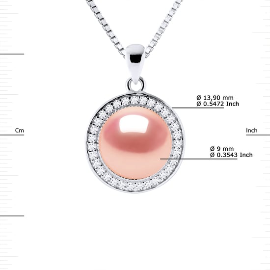 SUN Necklace Freshwater Pearl 9-10 mm Pink 925 - Image 3