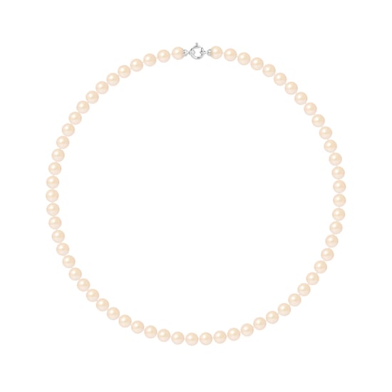 Rank prinses ketting Zoet Water Pearl Ronde 7-8 mm natuurlijke Rose Sluiting Luxe 18K White Gold - Image 1