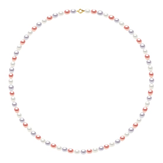 DIADEMA - Necklace - Real Freshwater Pearls - Pastel Multicolour - Yellow Gold - Image 1