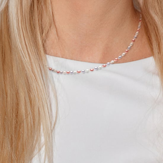 DIADEMA - Necklace - Real Freshwater Pearls - Pastel Multicolour - Yellow Gold - Image 2