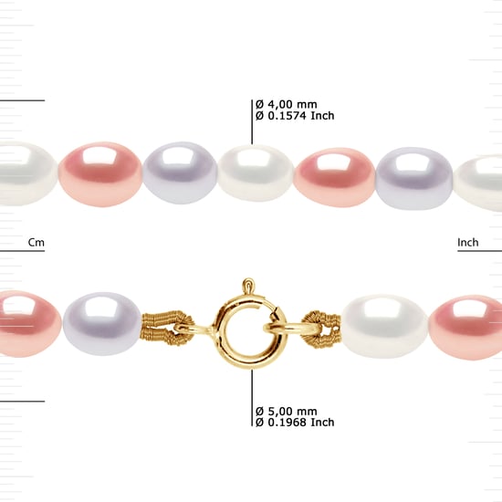 DIADEMA - Necklace - Real Freshwater Pearls - Pastel Multicolour - Yellow Gold - Image 3