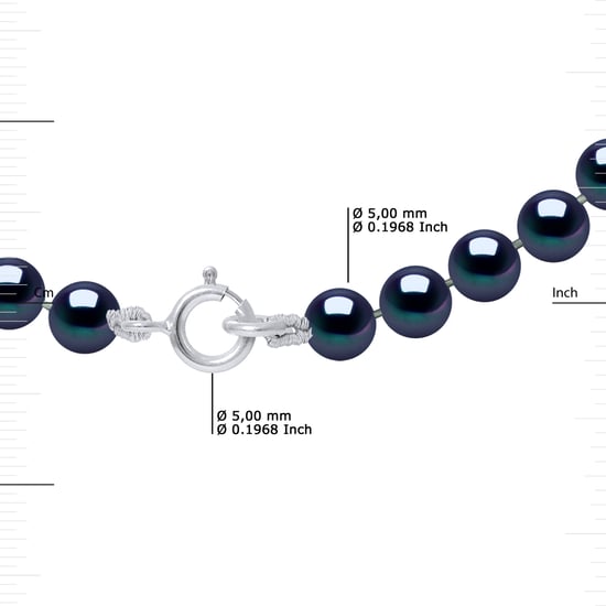 Rank ketting kralen zoetwater 4-5mm Ronde Zwart Wit Goud 18 Karaat - Image 3