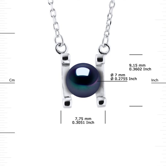 SYMBOL Necklace Freshwater Pearl 7-8mm Black 925 - Image 3
