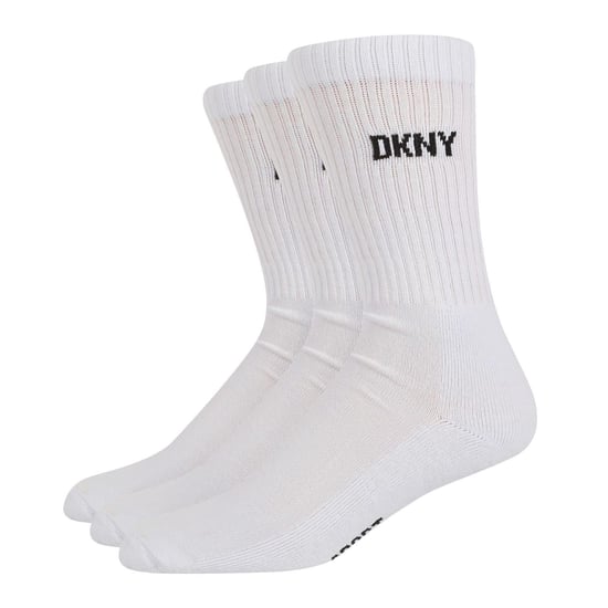 DKNY Heren Ribboord Crew Sokken (Wit) - Image 1