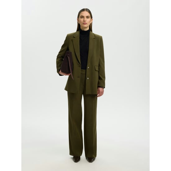 Selected Femme slwrita mw wide pant mel noos 16094206 fir green - Image 5