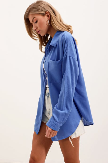 Linen Blended Shirt with Button Closure - Image 2