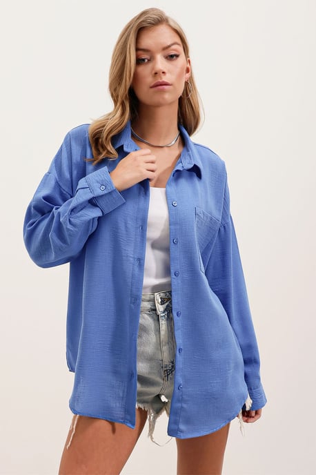 Linen Blended Shirt with Button Closure - Image 4