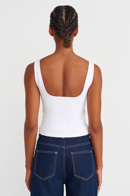 Mouwloze Vierkante Halter Crop Top - Image 2