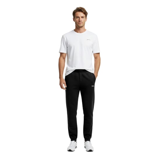 Slazenger Mens Fleece Cuffed Jogging Bottoms (Black) - Image 1
