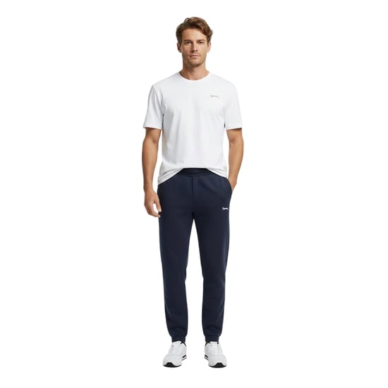 Slazenger Mens Fleece Cuffed Jogging Bottoms (Navy) - Image 1