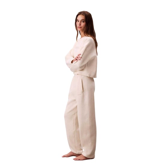 Calvin Klein Womens/Ladies Quilted Jogging Bottoms (Ivory) - Image 2
