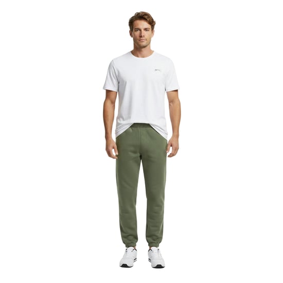 Slazenger Mens Fleece Cuffed Jogging Bottoms (Khaki Green) - Image 1
