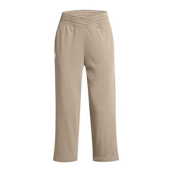 Under Armour Womens/Ladies Rival Terry Wide Leg Joggers (Timber Wolf/White) - Image 2