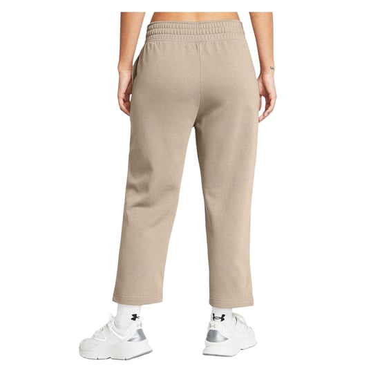 Under Armour Womens/Ladies Rival Terry Wide Leg Joggers (Timber Wolf/White) - Image 3