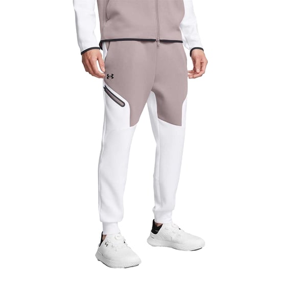 Under Armour Joggingbyxor för män i Unstoppable-fleece med dragkedja och fickor (Grått) - Image 2