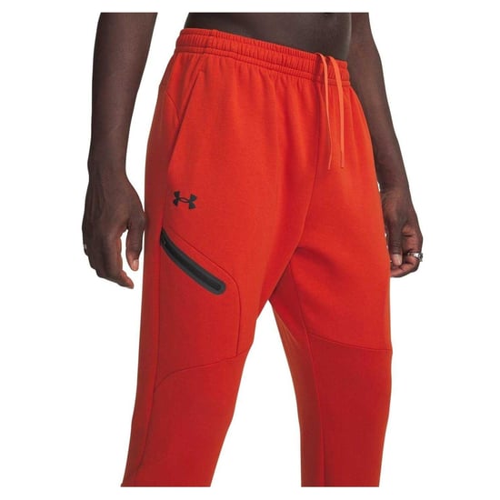 Under Armour Joggingbyxor för män i Unstoppable-fleece med dragkedja och fickor (Orange) - Image 4