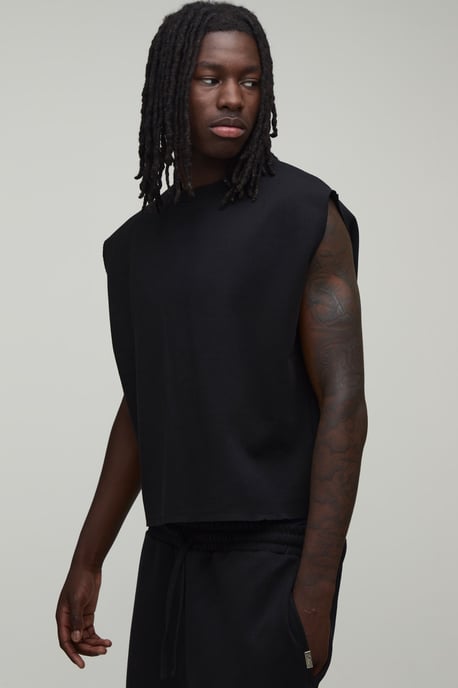 Shrunken Premium Interlock Tank And Wide Leg Jogger Set - Image 3