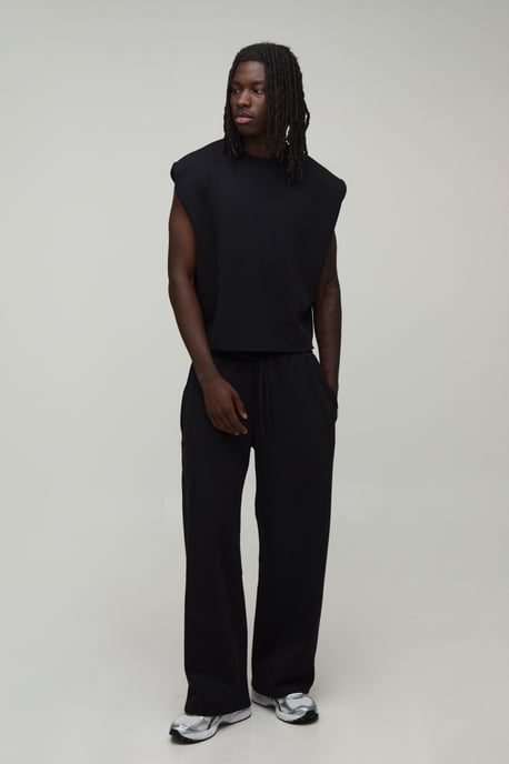 Shrunken Premium Interlock Tank And Wide Leg Jogger Set - Image 4