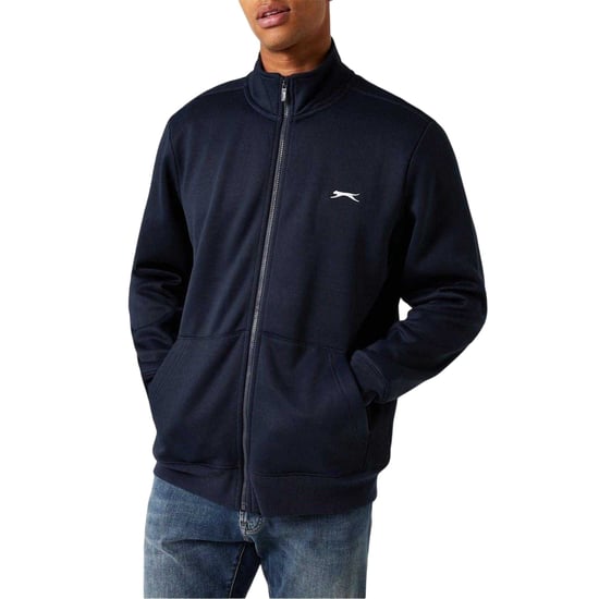 Slazenger Herenjack van polykatoen met logo en doorlopende rits (Marine) - Image 3
