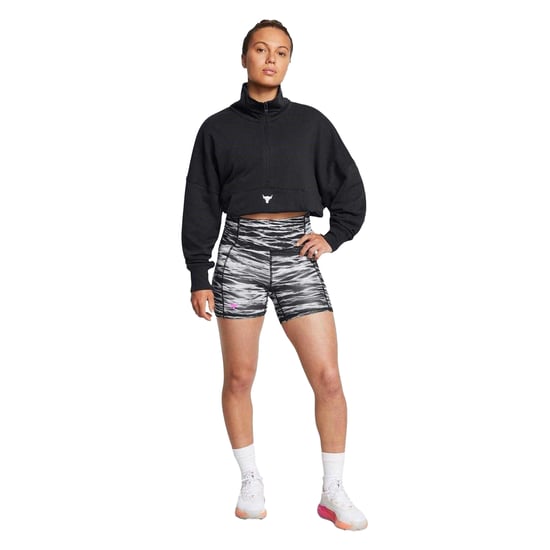 Under Armour Womens/Ladies Project Rock Zebra Print Skinny Running Shorts (Black) - Image 1