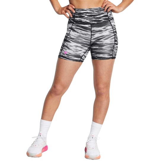 Under Armour Womens/Ladies Project Rock Zebra Print Skinny Running Shorts (Black) - Image 2