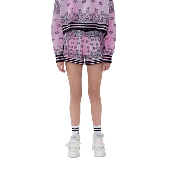 Amiri Dames/Dames Gebreide Bandana Basketbal Shorts (Roze/Zwart) - Image 1