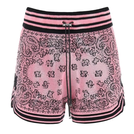 Amiri Dames/Dames Gebreide Bandana Basketbal Shorts (Roze/Zwart) - Image 2