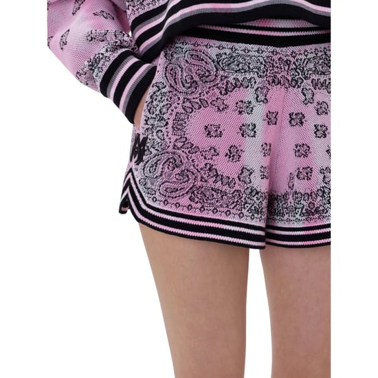 Amiri Dames/Dames Gebreide Bandana Basketbal Shorts (Roze/Zwart) - Image 5