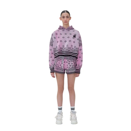 Amiri Dames/Dames Gebreide Bandana Basketbal Shorts (Roze/Zwart) - Image 6