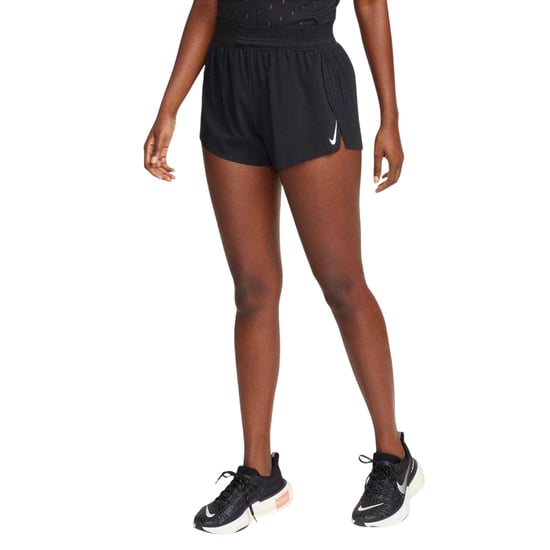 Nike Dames/Dames Aero Swift Geplooide Hardloopshort Mid Rise (Zwart) - Image 1