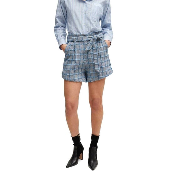 Boss Womens/Ladies Teofila Plaid Paperbag Shorts (Grey/Blue) - Image 1