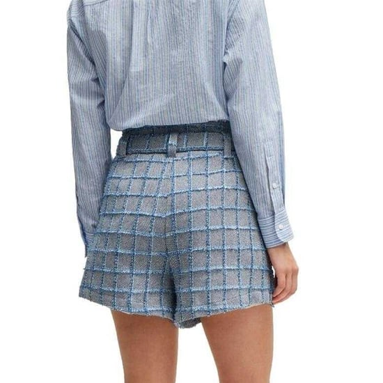 Boss Womens/Ladies Teofila Plaid Paperbag Shorts (Grey/Blue) - Image 3