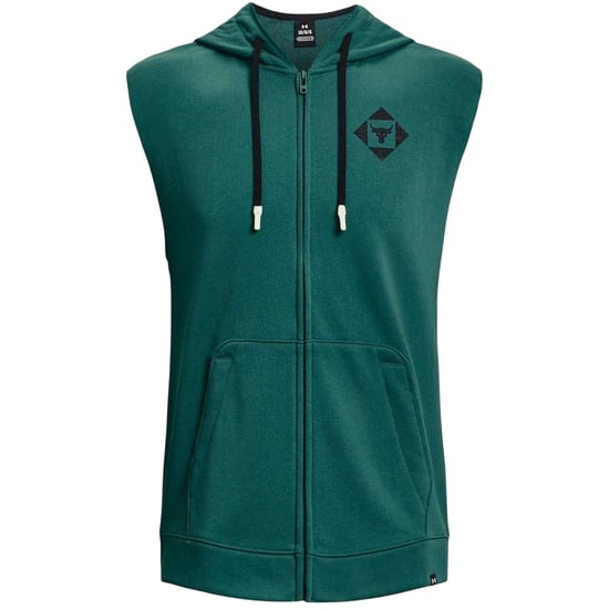 Under Armour Heren-hoodie zonder mouwen met capuchon en 'Project Rock'-print (Groen) - Image 2