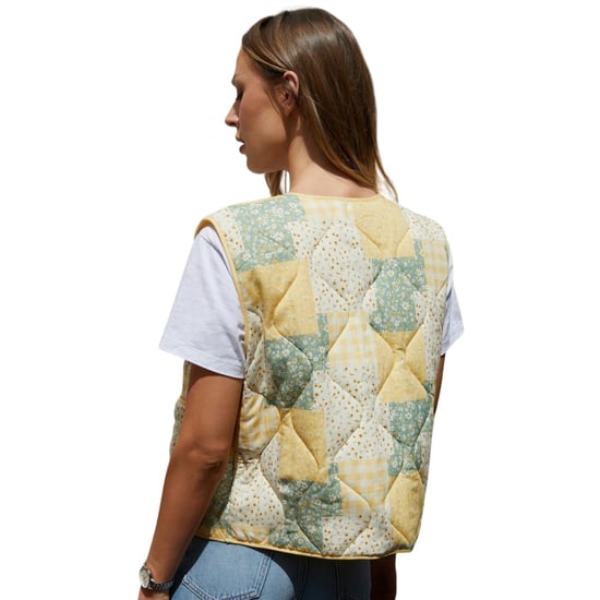 Threadbare Dames Cabos Patchwork Gevoerde Regular Gilet (Citroen) - Image 2