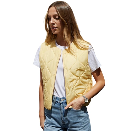 Threadbare Dames Cabos Patchwork Gevoerde Regular Gilet (Citroen) - Image 3